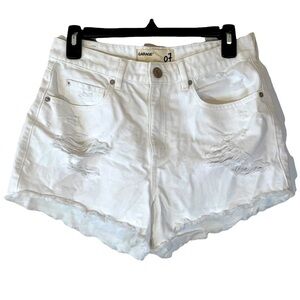 GARAGE White Festival Shorts Jean Shorts High Rise Distressed Denim 7 NWOT‎